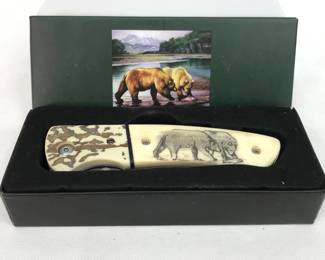 Folding Pocket Knife with Bear Motif