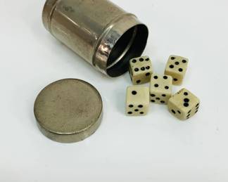 Miniature Metal Canister with Set of Mini Dice