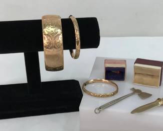 Gold-Tone Bangle, Bracelets, Rings and Novelty Miniatures