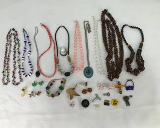 Costume Jewelry, Novelty Pins, and Porcelain Thimbles
