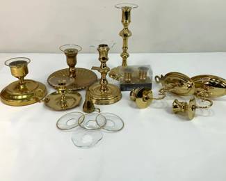 Brass Candlesticks, Wall Sconces, Snuffer and More