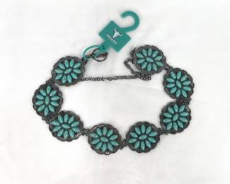 American Bison Turquoise-Colored Concho Chain Belt