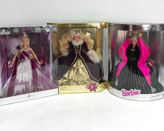 Mattel Holiday and Happy Holidays Barbie Dolls