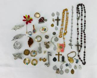 Rosaries, Religious Medals, and Costume Jewelry Pins