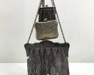 Metal Mesh Evening Purses and Engraved Compact Purse