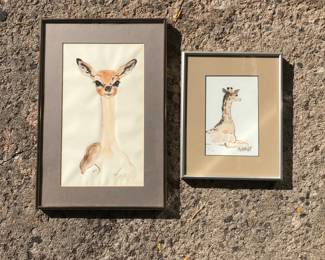 Mahala Framed Watercolor Animal Paintings