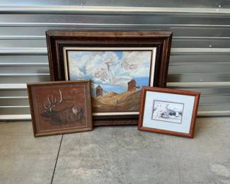 Three Framed Western and Wildlife Artworks