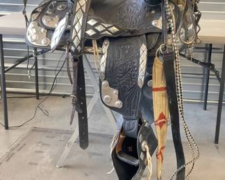 Western Parade Saddle with Silver-Tone Overlays and Tack