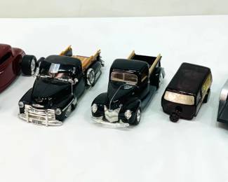 Diecast Model Vehicles, Trailer, and Novelty Glass Decanter