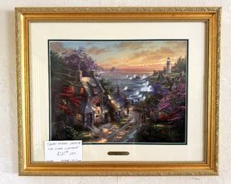 Signed Thomas Kincade limited edition "The Village Lighthouse". #1756 of 10,000.