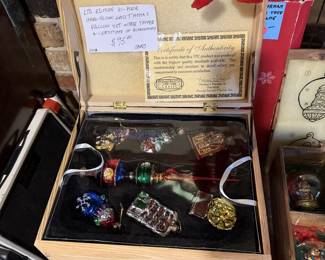 Thomas Paconni hand blown glass Christmas ornament set