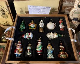 Thomas Paconni hand blown glass Christmas ornament set