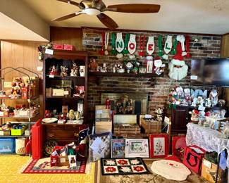 Christmas galore including macrame 1970's NOEL & Santa wall hangings.