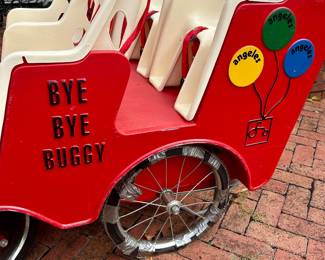 #13 Toddler daycare buggy 37” tall by 78” length by 30” wide, good condition, but rear left wheel needs repair, $70 text 704-607-6225 to purchase now