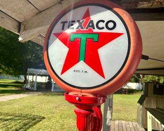 #3 reproduction Texaco gas pump globe 27” tall by 15” wide, very good condition, no obvious imperfections, $100. text 704-607-6225 to purchase now