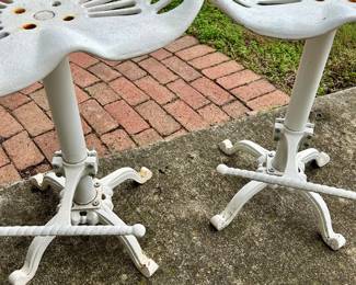 #10 PAIR of metal tractor seat swivel stools 25” tall (seat 18” by 13”), $100 for the pair text 704-607-6225 to purchase now