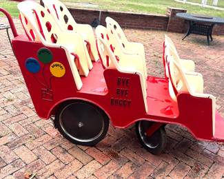 #13 Toddler daycare buggy 37” tall by 78” length by 30” wide, good condition, but rear left wheel needs repair, $70 text 704-607-6225 to purchase now