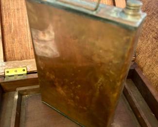 #17 antique copper bed warmer (12” by 5” by 2”) in wood box 19” by 12”, $40 text 704-607-6225 to purchase now