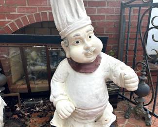 #11 Chef, molded composite, 48” tall by 23” wide, good condition, but has outdoor paint loss, $75. text 704-607-6225 to purchase now