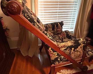 #7 vintage upholstered chair 38” tall by 27” wide by 38” deep upholstered antique chair $90. text 704-607-6225 to purchase now