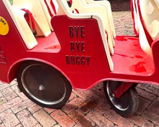 #13 Toddler daycare buggy 37” tall by 78” length by 30” wide, good condition, but rear left wheel needs repair, $70 text 704-607-6225 to purchase now