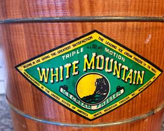 #23 White Mountain hand crank ice cream machine, 16" tall, appears to be in very good shape, but working condition unknown (not tested) $50. text 704-607-6225 to purchase now