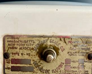 #16 vintage enamel commercial scale 21” wide 19" wide, $120 text 704-607-6225 to purchase now