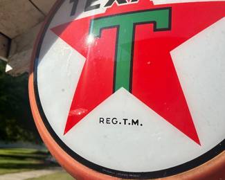 #3 reproduction Texaco gas pump globe 27” tall by 15” wide, very good condition, no obvious imperfections, $100. text 704-607-6225 to purchase now