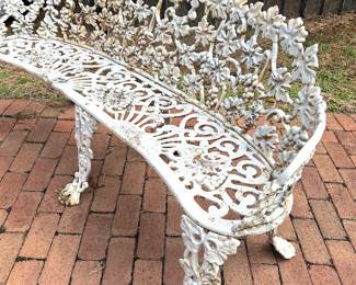 #14 vintage wrought iron settee 58” wide, 21” deep, 28” tall, $90. text 704-607-6225 to purchase now