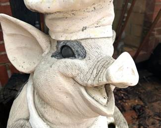 #12 “Kiss The Cook” molded composite pig 30” tall by 18” wide, good condition, but has outdoor paint loss, $40. text 704-607-6225 to purchase now