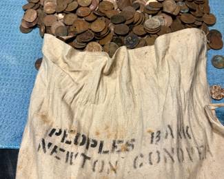 #27 (Lot 3) ten pound bag of old copper Pennies, some wheat, not cleaned or examined closely, $70, text 704-607-6225 to purchase