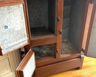 #15 antique ice box, 30” wide, 18” deep, 40” tall, very good condition, no rust, very slight surface top discoloration, $395 text 704-607-6225 to purchase now