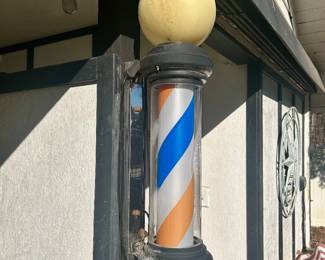 #4 vintage barber pole, 32” tall 7” width, working condition unknown but in very good shape $140. text 704-607-6225 to purchase now
