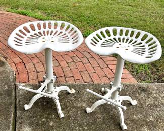 #10 PAIR of metal tractor seat swivel stools 25” tall (seat 18” by 13”), $100 for the pair text 704-607-6225 to purchase now