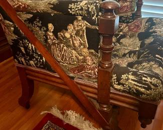 #7 vintage upholstered chair 38” tall by 27” wide by 38” deep upholstered antique chair $90. text 704-607-6225 to purchase now