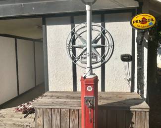 #1 vintage Texaco air/water pole with island light, "as found" not restored, $695. text 704-607-6225 to purchase now.