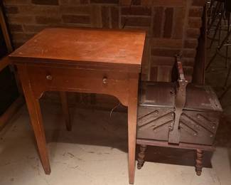 Sewing machine and wooden sewing storage box