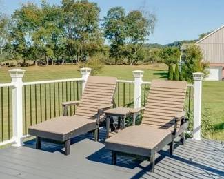 Polywood chaise lounges & polywood end table