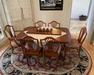 Restored Duncan Phyfe Dining Table with Leaf & 6 Chairs
