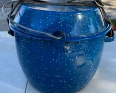 Blue Enamelware Camping Pot