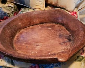 South American/Venezuelan, heavy, hand made wooden bowl, vintage.  Approx 18 inches wide