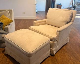 Upholstered lounge chair and ottoman