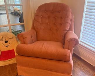 Upholstered vintage tufted rocking arm chair