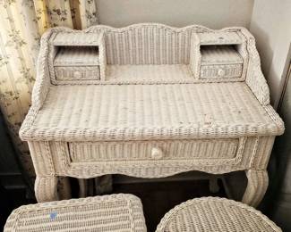 Wicker desk, and tables