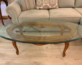 Vintage Wood & Glass Coffee Table 