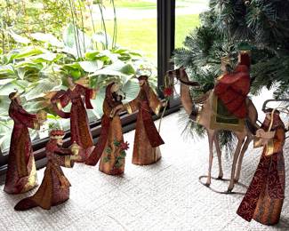 Hand Painted Metal Nativity Scene 