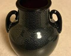Black art glass vase- signed $30