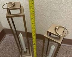 Pair of metal/glass lanterns $30