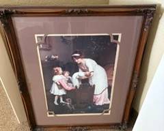 Framed mother with children print $45