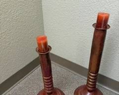 Copper-colored candle holders $20